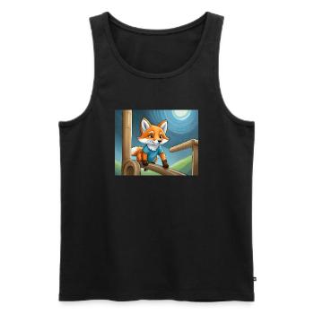 mignon petit renard démon vie quotidienne - aire de jeux - Débardeur bio Premium Homme - noir - Devant - AI Model Male 178 light (178cm)