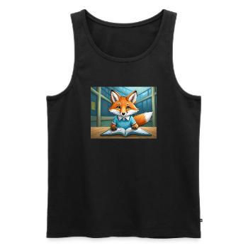 mignon petit renard démon de la vie quotidienne - est en train de lire - Débardeur bio Premium Homme - noir - Devant - AI Model Male 178 light (178cm)
