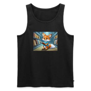 mignon petit renard démon de la vie quotidienne - est en train de lire - Débardeur bio Premium Homme - noir - Devant - AI Model Male 178 light (178cm)