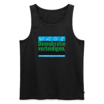Mimikama Demokratie verteidigen - Männer Premium Bio Tank Top - Schwarz - Vorne - Michal (187cm)