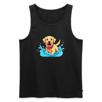 Joyful Labrador Retriever Splashing in Pool Art - Men's Premium Organic Tank Top - black - Front - AI Model Male 178 light (178cm)
