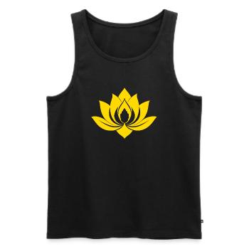 Lotus jaune - Débardeur bio Premium Homme - noir - Devant - AI Model Male 178 light (178cm)