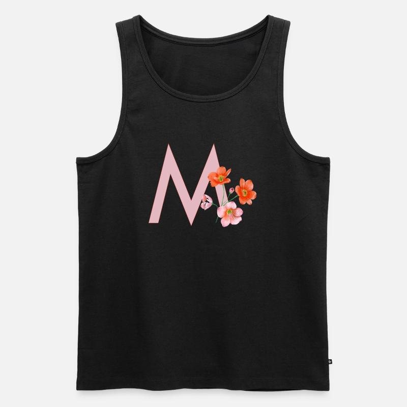 M mit Blumen - Männer Premium Bio Tank Top - Schwarz