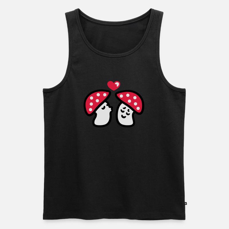 verliebte Pilze 3 - Männer Premium Bio Tank Top - Schwarz