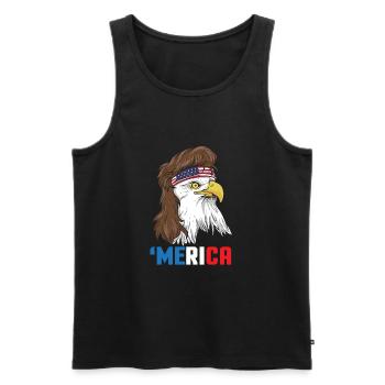 Patriotic Mullet Eagle Independence Day July 4th - Men's Premium Organic Tank Top - black - Front - AI Model Male 178 light (178cm)