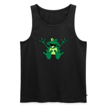 Funny Sitting Comic Frog - Männer Premium Bio Tank Top - Schwarz - Vorne - Michal (187cm)