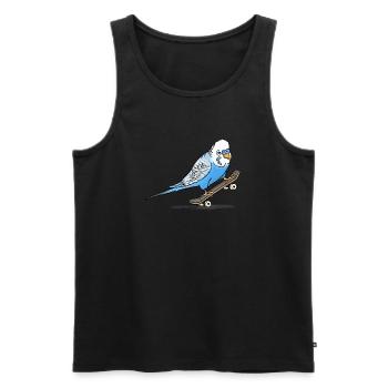 Blauer Wellensittich auf Fingerboard - Männer Premium Bio Tank Top - Schwarz - Vorne - Michal (187cm)