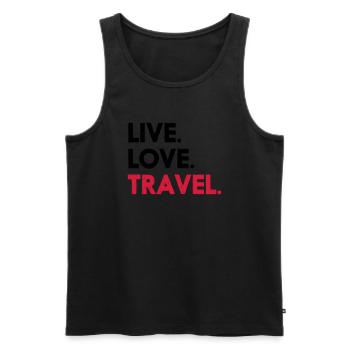 LIVE. LOVE. TRAVEL. - Débardeur bio Premium Homme - noir - Devant - AI Model Male 178 light (178cm)