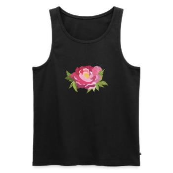 Handgemalte Pfingstrose - Männer Premium Bio Tank Top - Schwarz - Vorne - AI Model Male 178 light (178cm)