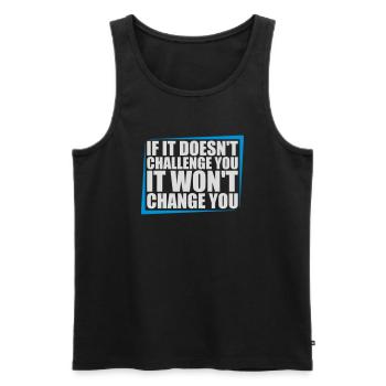 Séance d’entraînement Fitness Motivation Citation - Débardeur bio Premium Homme - noir - Devant - Michal (187cm)