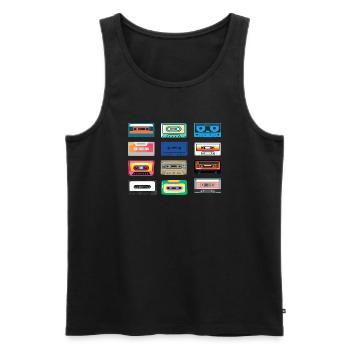 Cassettes classiques Bandes Musique - Débardeur bio Premium Homme - noir - Devant - Michal (187cm)