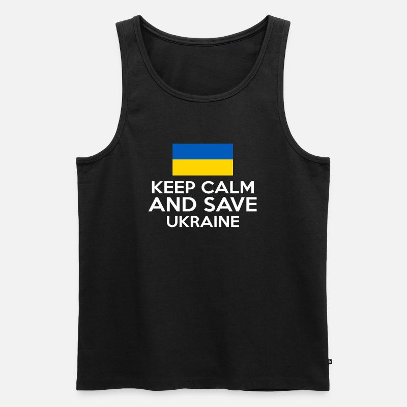 KEEP CALM AND SAVE UKRAINE - Männer Premium Bio Tank Top - Schwarz