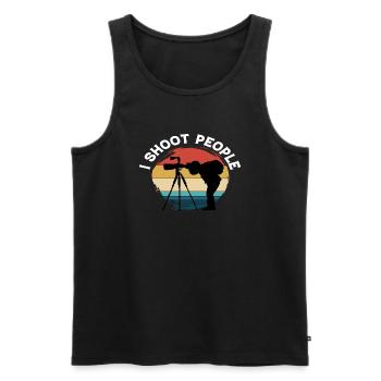 I shoot People Photography Vintage Retro - Männer Premium Bio Tank Top - Schwarz - Vorne - Michal (187cm)