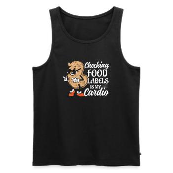 Vérifier les étiquettes des aliments est mon écrou de sensibilisation cardio al - Débardeur bio Premium Homme - noir - Devant - Michal (187cm)