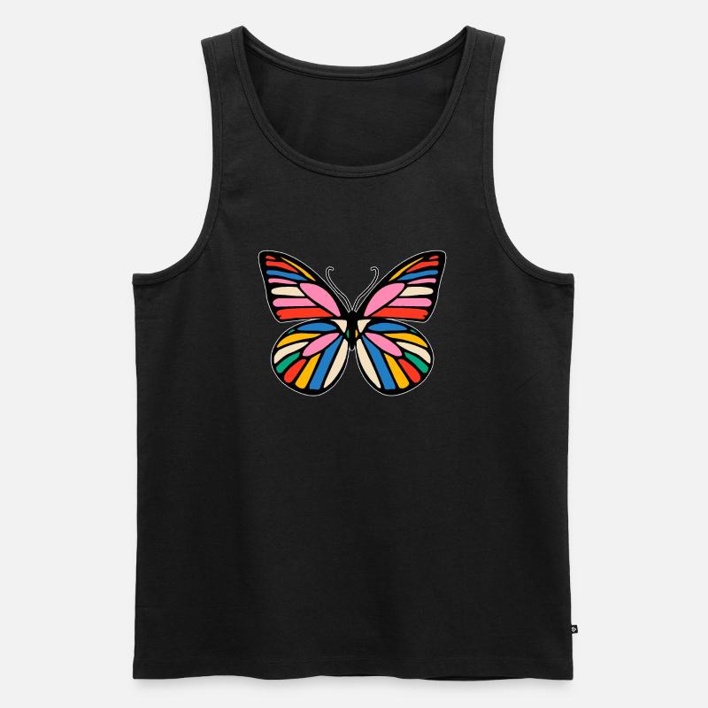 Fröhlicher mehrfarbiger Schmetterling - Männer Premium Bio Tank Top - Schwarz