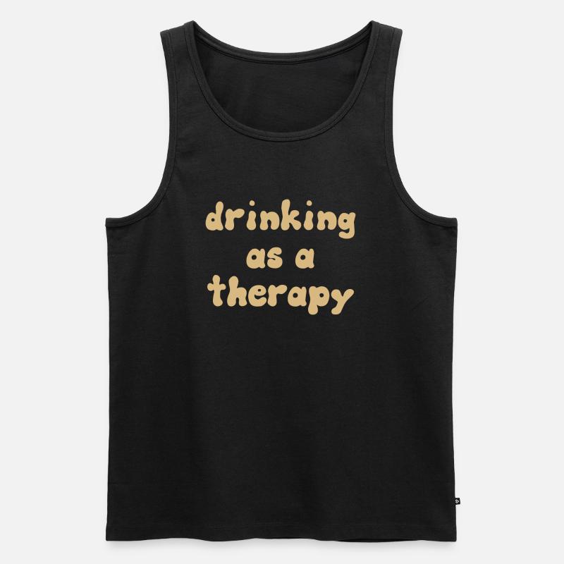 drinking as a therapy - Männer Premium Bio Tank Top - Schwarz