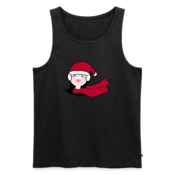 Fille heureuse dans le chapeau de Père Noël - Débardeur bio Premium Homme - noir - Devant - Michal (187cm)
