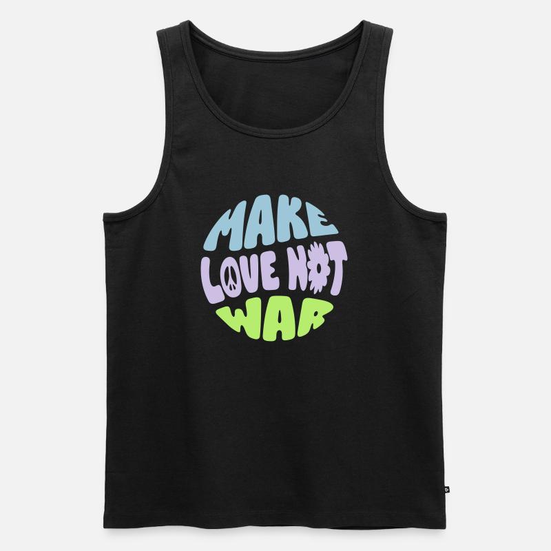 MAKE LOVE NOT WAR - Männer Premium Bio Tank Top - Schwarz