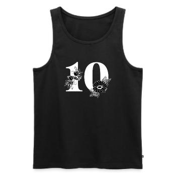 Nummer 10 Schwarze Blumen - 10. Blumenjubiläum - Männer Premium Bio Tank Top - Schwarz - Vorne - Michal (187cm)