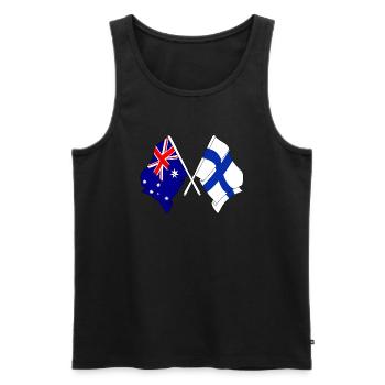 Deux drapeaux croisés de l’Australie, drapeau de la Finlande - Débardeur bio Premium Homme - noir - Devant - Michal (187cm)