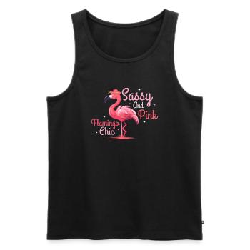 Sassy And Pink Flamingo Chic Pink Bird Cute - Men's Premium Organic Tank Top - black - Front - AI Model Male 178 light (178cm)