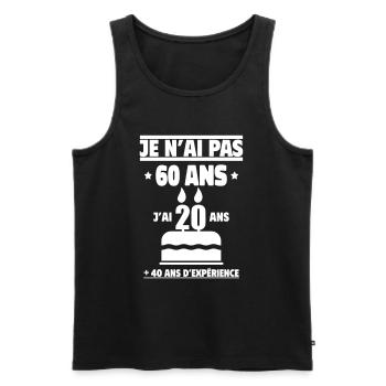 je n ai pas 60 ans cadeau Anniversaire - Débardeur bio Premium Homme - noir - Devant - AI Model Male 178 light (178cm)