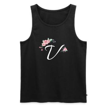 Lettre v fleurs - Débardeur bio Premium Homme - noir - Devant - AI Model Male 178 light (178cm)