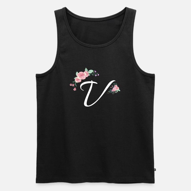 Buchstabe v Blumen - Männer Premium Bio Tank Top - Schwarz