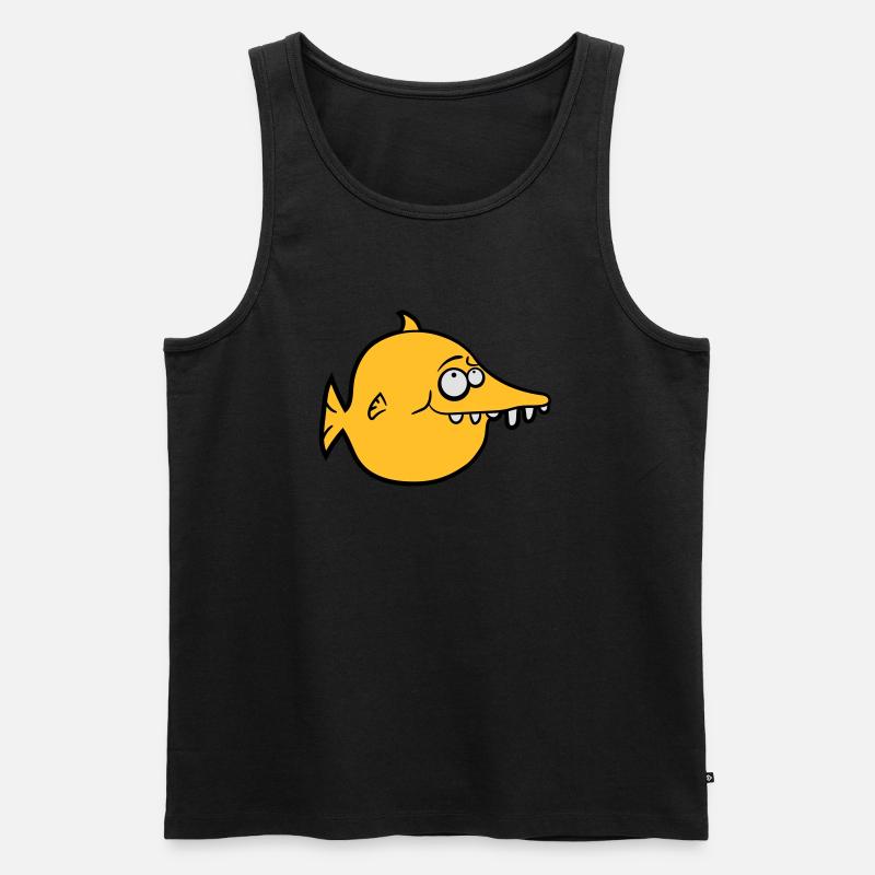 dicker runder witziger comic fisch - Männer Premium Bio Tank Top - Schwarz