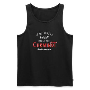 pas parfait mais cheminot - Débardeur bio Premium Homme - noir - Devant - Michal (187cm)
