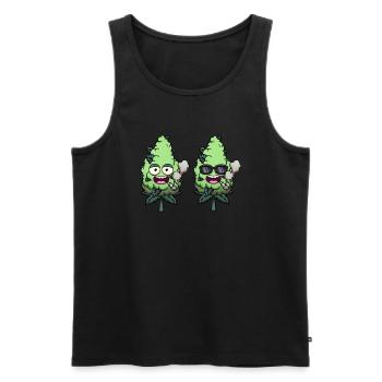 Drôles de bourgeons de weed personnages Smoking Joint - Débardeur bio Premium Homme - noir - Devant - AI Model Male 178 light (178cm)