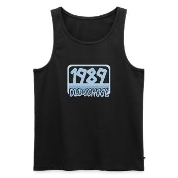 Old School Baujahr 1989 - Männer Premium Bio Tank Top - Schwarz - Vorne - Michal (187cm)