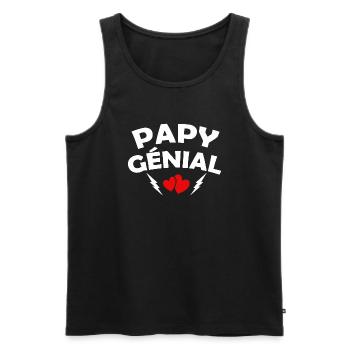papy génial / humour grand-père / papy formidable - Débardeur bio Premium Homme - noir - Devant - AI Model Male 178 light (178cm)