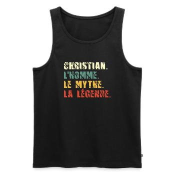 Christian l homme le mythe la légende - Débardeur bio Premium Homme - noir - Devant - AI Model Male 178 light (178cm)