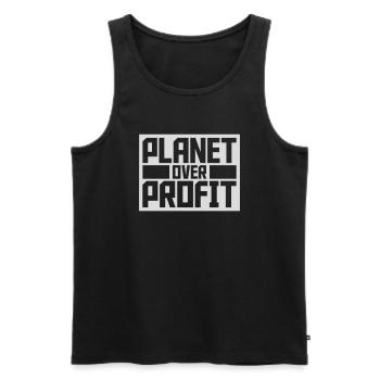 planet over profit Zitat - Männer Premium Bio Tank Top - Schwarz - Vorne - AI Model Male 178 light (178cm)