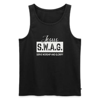 Jesus Swag - Männer Premium Bio Tank Top - Schwarz - Vorne - AI Model Male 178 light (178cm)