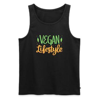 Mode de vie végétalien - Débardeur bio Premium Homme - noir - Devant - AI Model Male 178 light (178cm)
