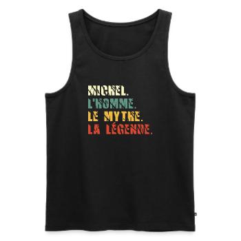Michel l homme le mythe la légende - Débardeur bio Premium Homme - noir - Devant - AI Model Male 178 light (178cm)