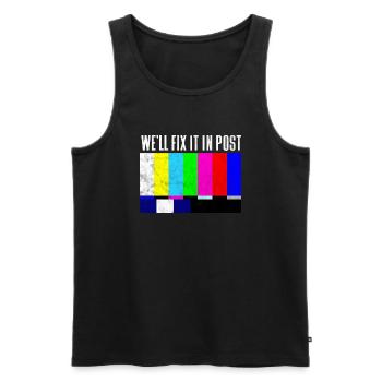 We'll fix it in post - Men's Premium Organic Tank Top - black - Front - AI Model Male 178 light (178cm)