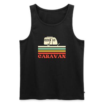 Wohnwagen im Retro-Design - Männer Premium Bio Tank Top - Schwarz - Vorne - AI Model Male 178 light (178cm)