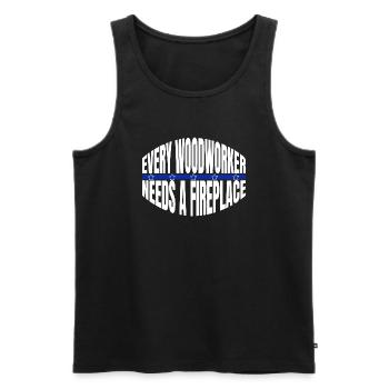 Geek Birthday Funny Woodworking Daddesign Badge - Men's Premium Organic Tank Top - black - Front - Michal (187cm)
