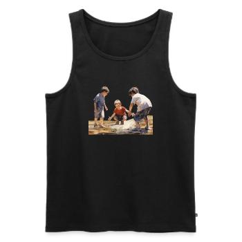 Eine unbeschwerte Kindheit ist ein Geschenk - Männer Premium Bio Tank Top - Schwarz - Vorne - AI Model Male 178 light (178cm)