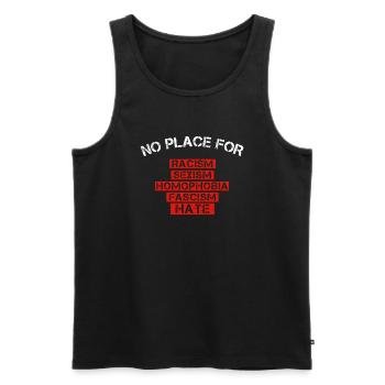 Pas de place pour le racisme - Débardeur bio Premium Homme - noir - Devant - AI Model Male 178 light (178cm)
