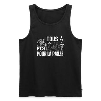 Tous à poil pour la paille - Débardeur bio Premium Homme - noir - Devant - Michal (187cm)
