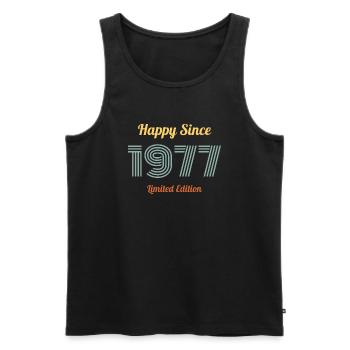 HAPPY SINCE 1977 LIMITED EDITION birthday gift - Men's Premium Organic Tank Top - black - Front - Michal (187cm)