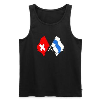 Drapeau de la Suisse et drapeau de Zoug - Débardeur bio Premium Homme - noir - Devant - AI Model Male 178 light (178cm)