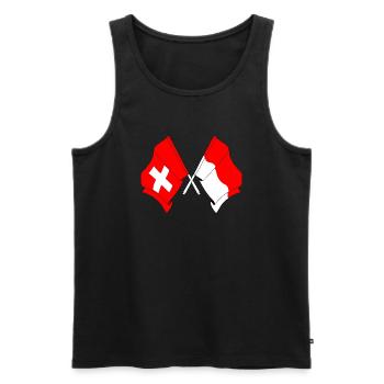 Drapeau de la Suisse et drapeau de Soleure - Débardeur bio Premium Homme - noir - Devant - AI Model Male 178 light (178cm)