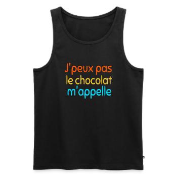 J' peux pas, le chocolat m'appelle - Débardeur bio Premium Homme - noir - Devant - Michal (187cm)