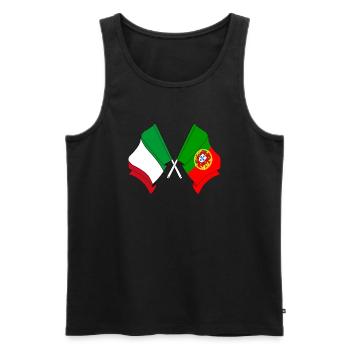 Drapeau de l’Italie, du Portugal - Débardeur bio Premium Homme - noir - Devant - AI Model Male 178 light (178cm)
