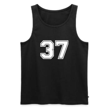 37 - Men's Premium Organic Tank Top - black - Front - AI Model Male 178 light (178cm)